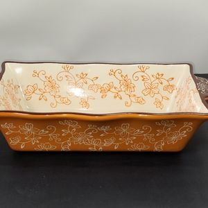 Temptations Orange Floral Lace 1.7qt Loaf Pan